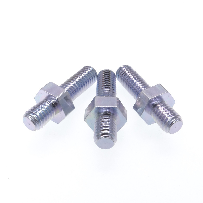 Fastener cnc lathe part double end threaded stud with hex bolt nut for car automobile