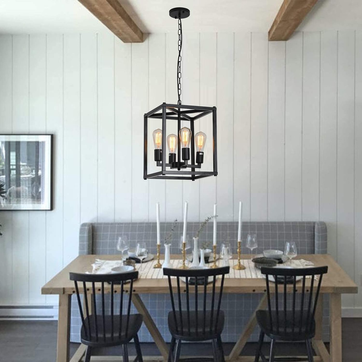 American industrial cage style farmhouse pendant lights for home hotel villa room decoration