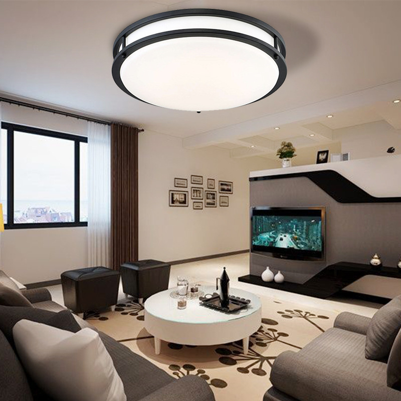 High quality indoor surface mounted lighting fixtures circular iron acrylic LED ceiling lights for household use