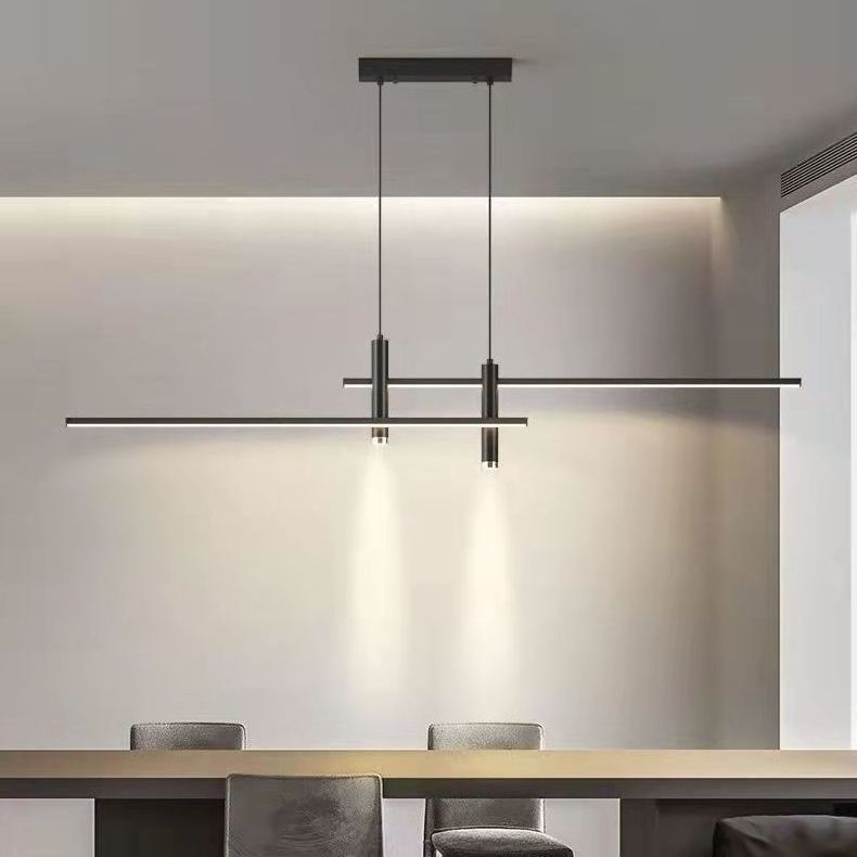 Modern minimalist linear LED chandelier bar and restaurant decoration lighting ceiling light