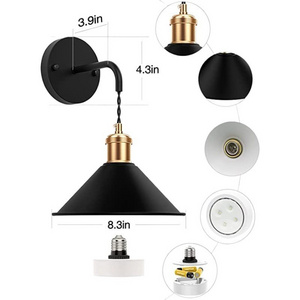 American retro LED bedside lamp decoration with iron swing arm black living room LED wall lamp