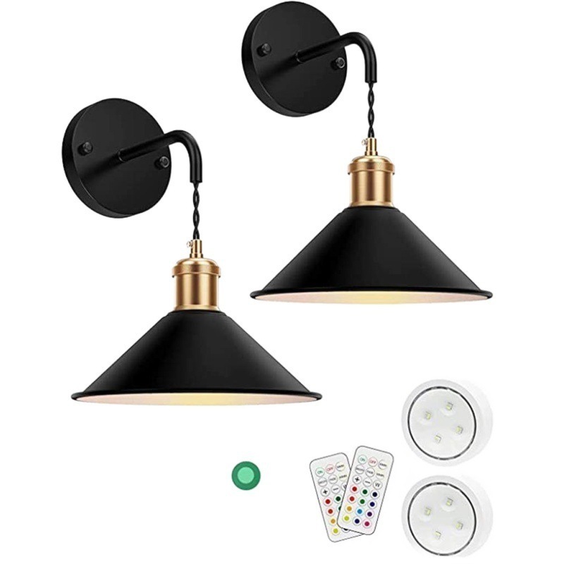 American retro LED bedside lamp decoration with iron swing arm black living room LED wall lamp