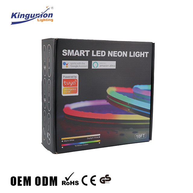 Kingunion 3m RGBIC App Control DIY Function Music Sync 1cm Neon LED Strip Works with Alexa and Google Assistant