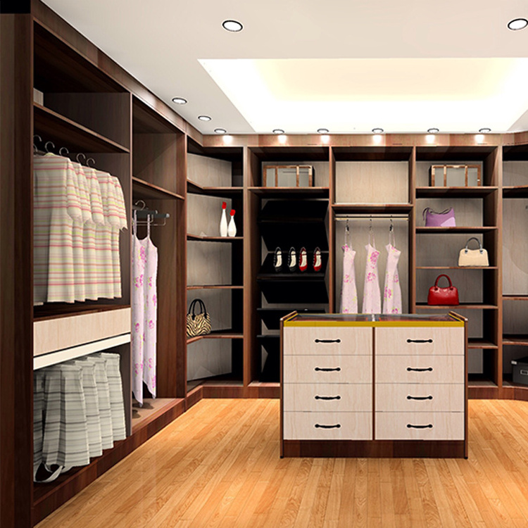 KINGV modern bedroom furniture clothes dressing room rattan closet fitted mirror storage cabinet melamine MDF wardrobe