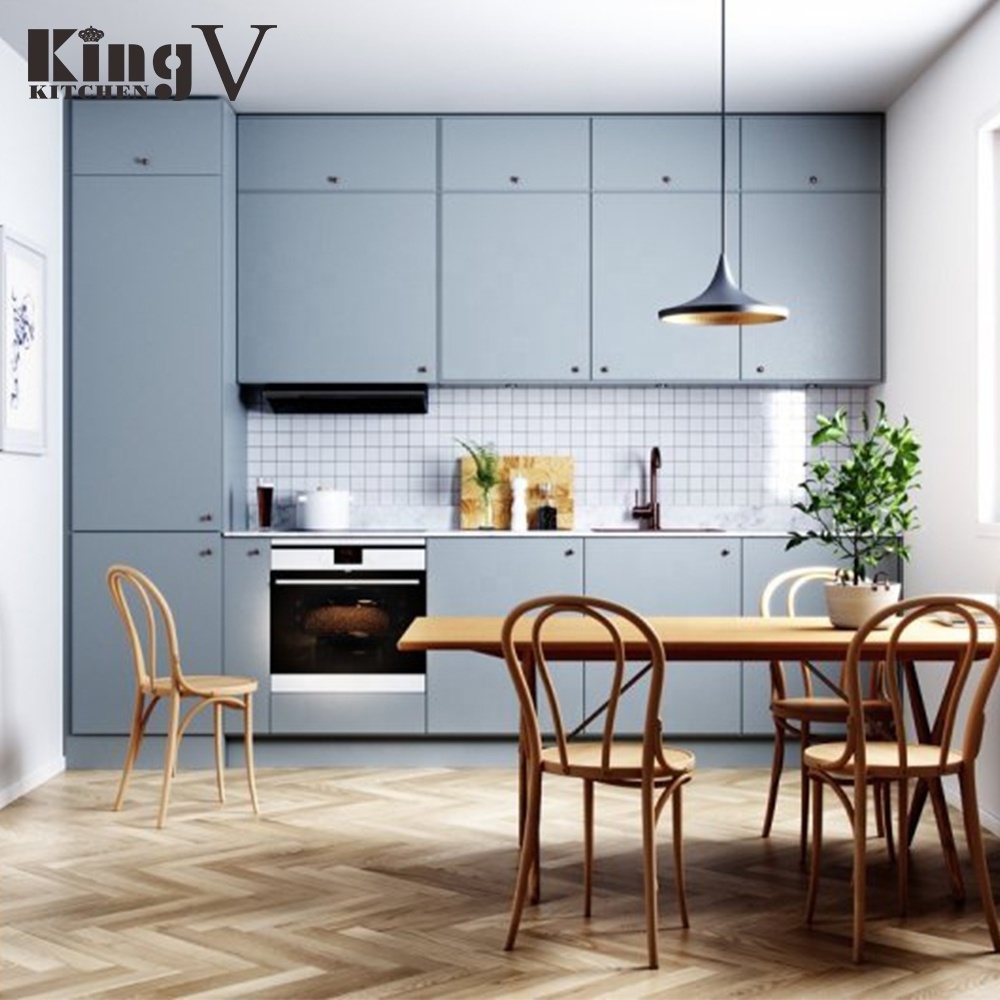 KINGV kitchen furniture design mini small project kitchen cabinets melamine MDF particle board kitchen cabinet lamination