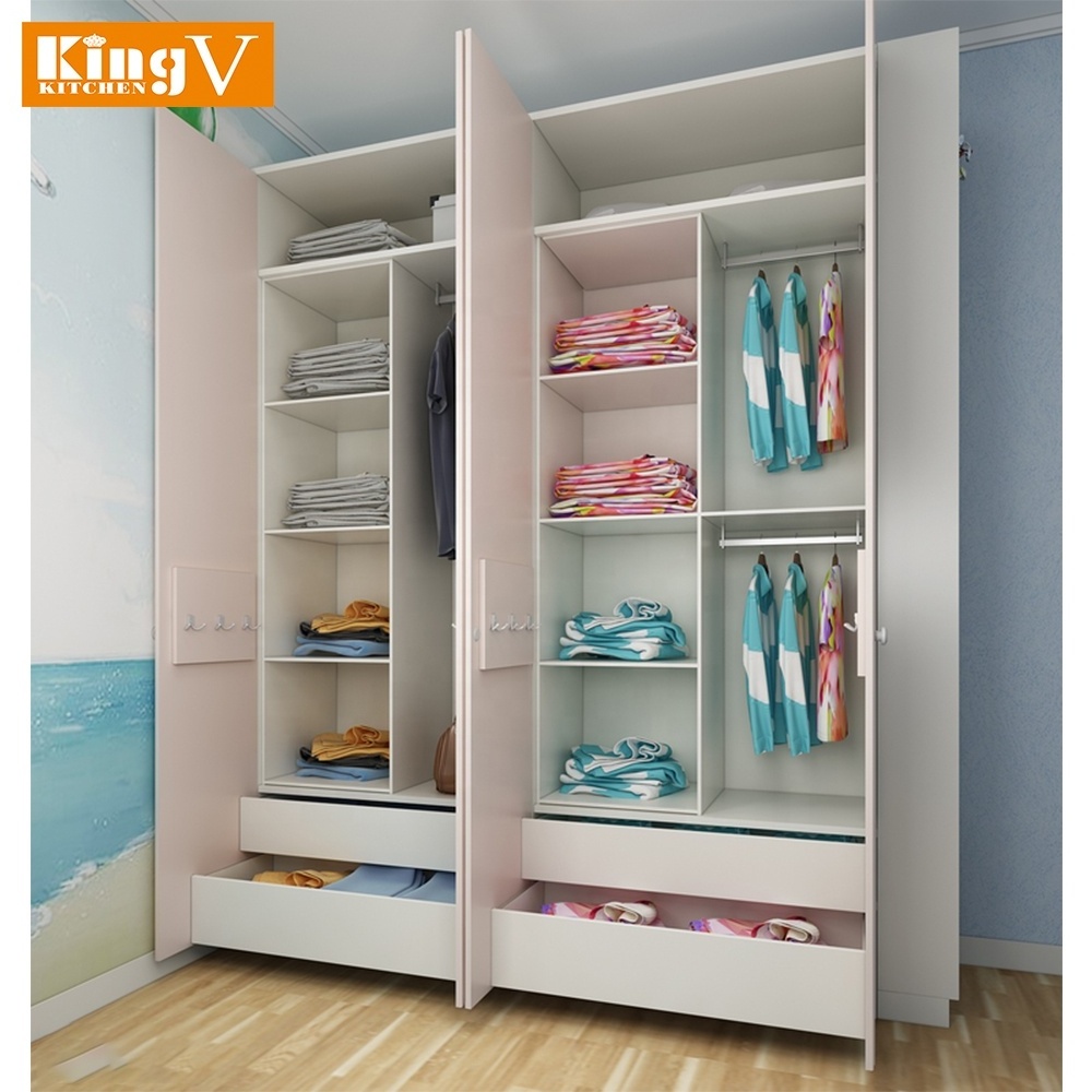 KINGV New 3D design bedroom children's room pink wardrobe decoration factory price customization wardrobe cabinet