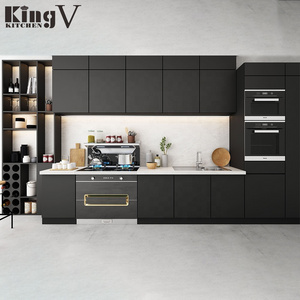 KINGV kitchen furniture design mini small project kitchen cabinets melamine MDF particle board kitchen cabinet lamination