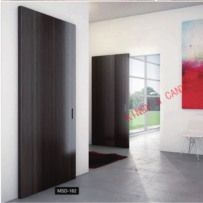 KINGV Wall Mount Concealed Sliding Door Engineered Wood Ghost Door With Rail System