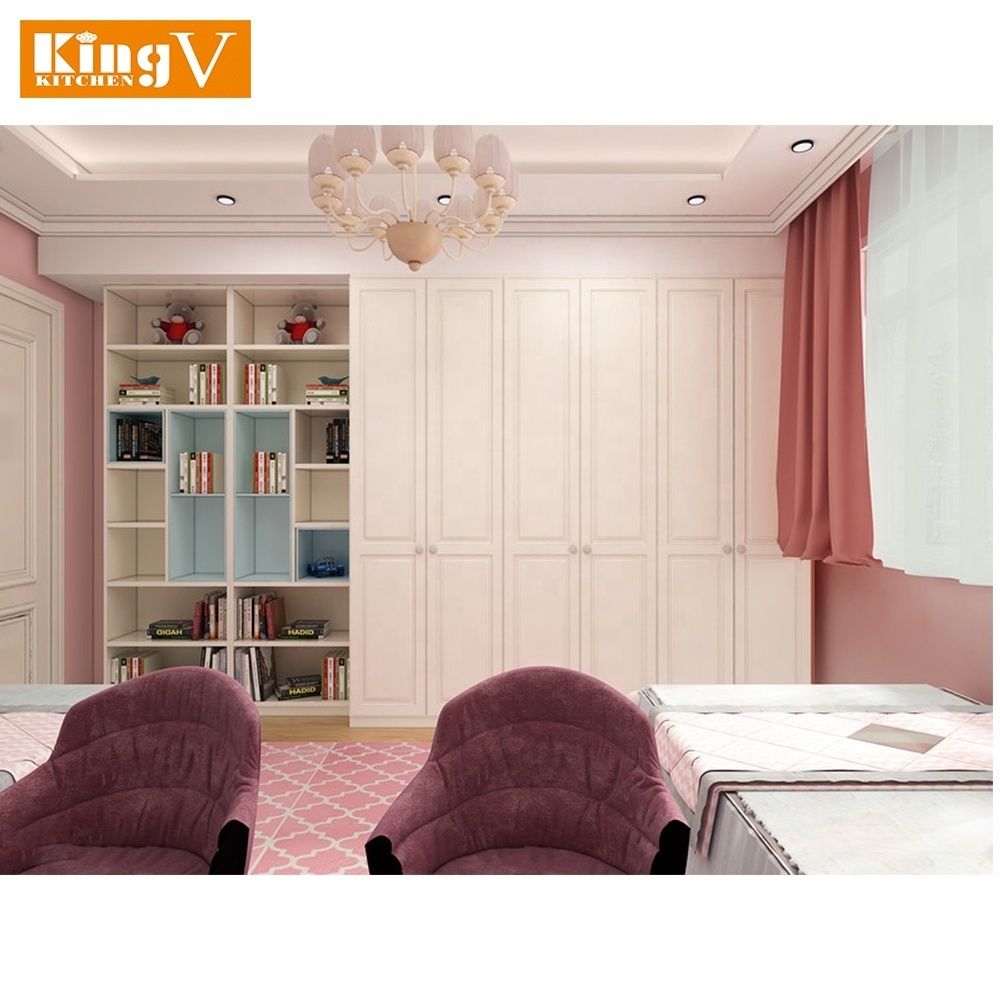 KINGV New 3D design bedroom children's room pink wardrobe decoration factory price customization wardrobe cabinet