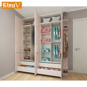 KINGV New 3D design bedroom children's room pink wardrobe decoration factory price customization wardrobe cabinet