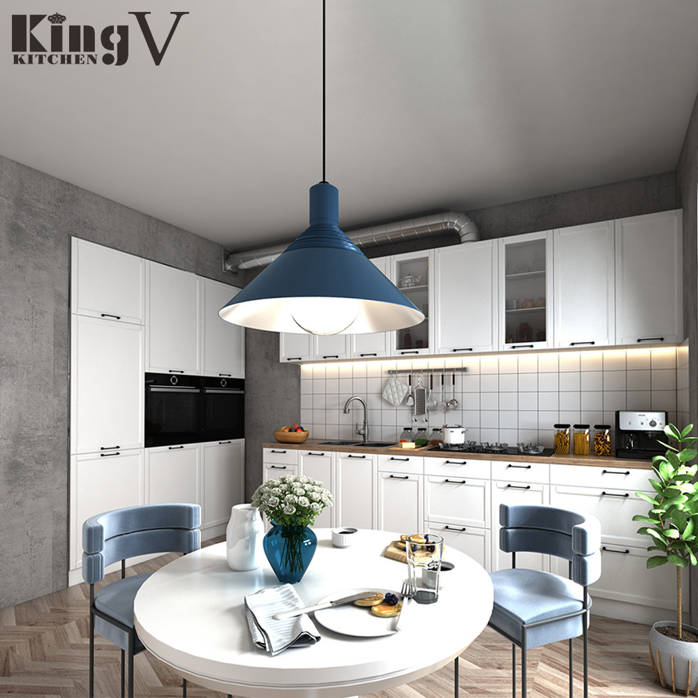 KINGV solid wood white readymade shaker curved kitchen cabinet doors cupboard modular design classic oak kitchen cabinet