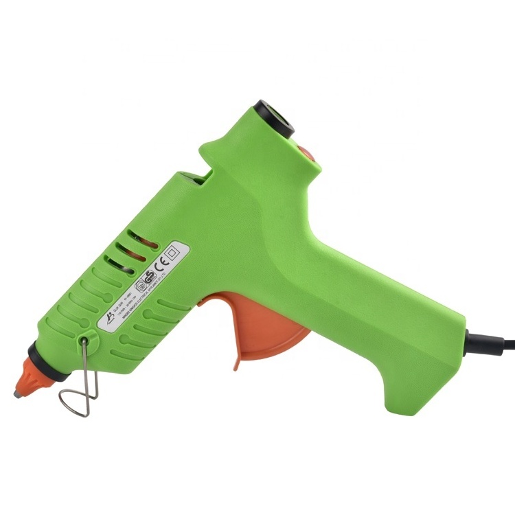 60W full size green Hot Glue Gun KV-JQ601 with 2pcs Hot Melt Glue Sticks for Crafts School Home Repair DIY Hand Tools