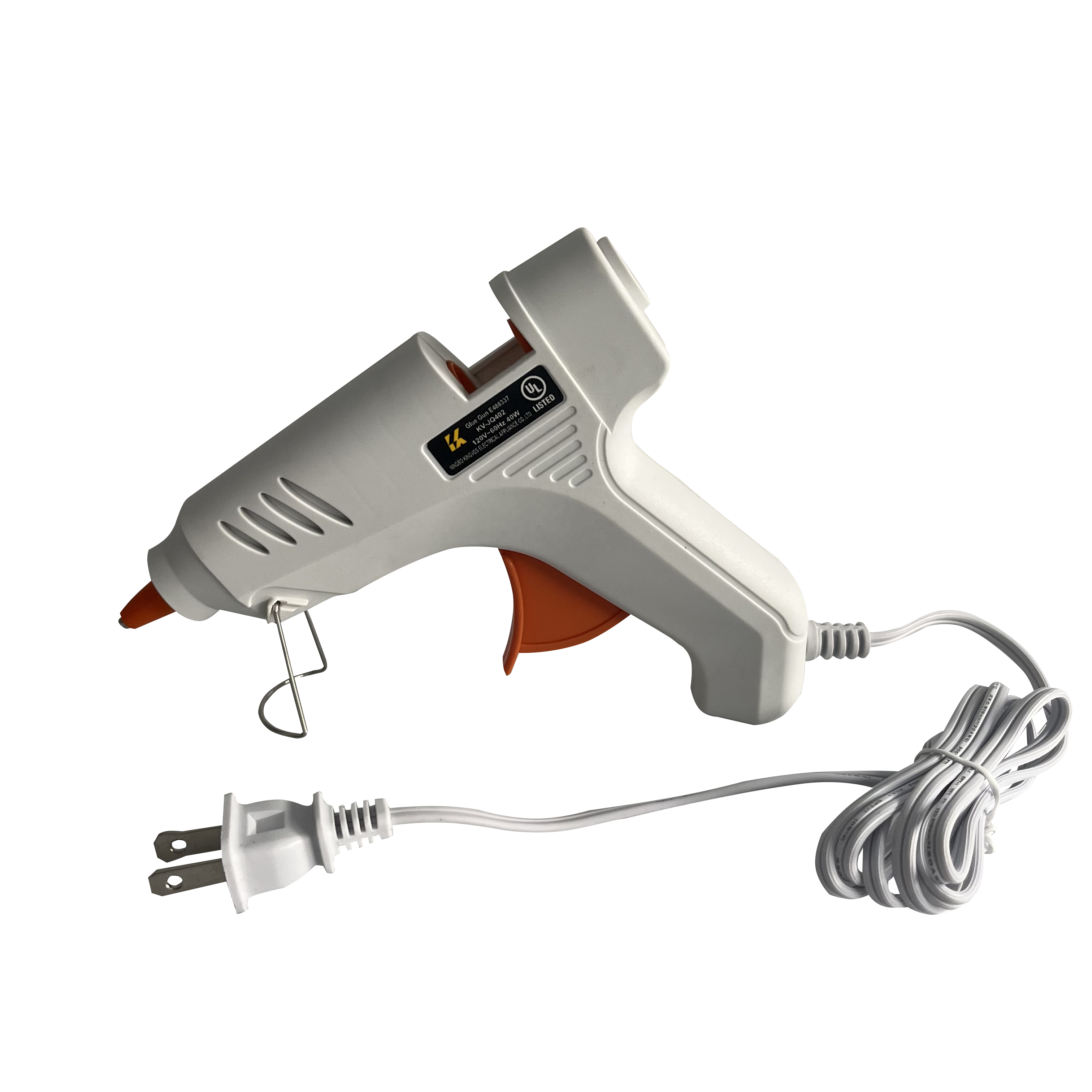 40W full size White Glue Gun KV-JQ402 with 2pcs Hot Melt Glue Sticks for Crafts School Home Repair DIY Hand Tools