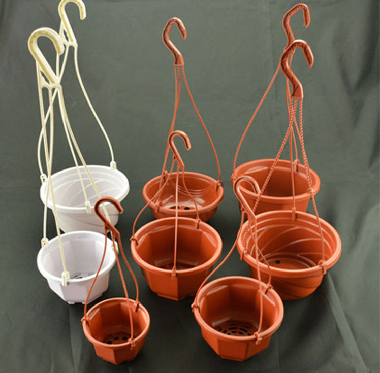 WY wholesale hanging round flower pots large plastic plant growing bonsai pot holder hanger garden hanging baskets planter