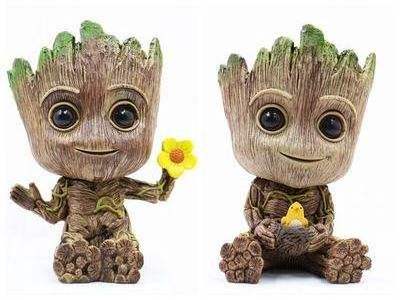 Popular Polyresin Groot Flower Pots Cute Baby Groot Figurine Pen Pot Christmas Gifts