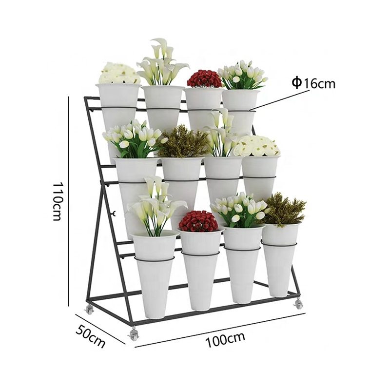 Wy Bouquet Shelf 3 Tier Metal Plant Artificial Flowers Display Stand With Buckets