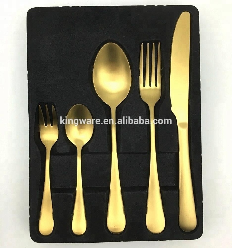 Inox besteck couverts cubiertos talheres vaisselle stainless steel cutlery set Best selling bulk gold plated flatware wholesale