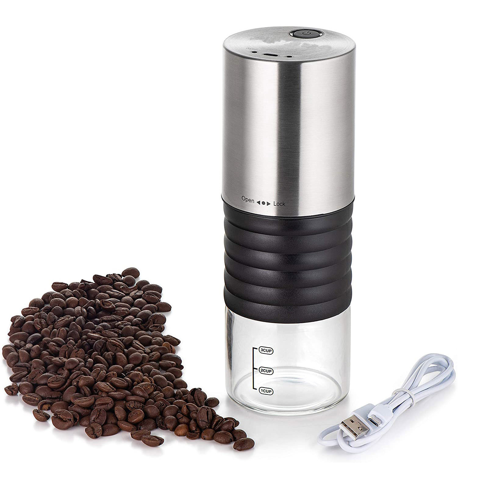 Easy On/Off Button Coffee Bean Spice Grinder For Herbs Nuts Grains Mill With USB Electric Coffee Grinder