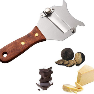 Stainless Steel Chocolate Shaver Cheese Grater Curler with Adjustable Blade Wood Handle Truffle Slicer