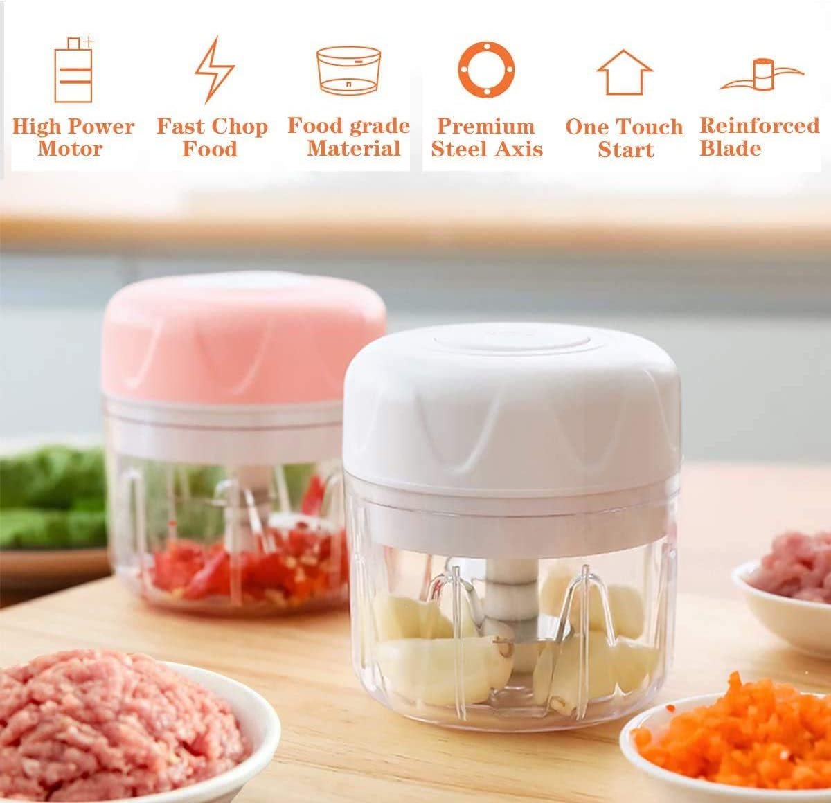 Newest 100ml 250ml Electronic Vegetable Cutter Mini Salad Food Slicer Shredder One Touch Professional Electric Vegetable Chopper