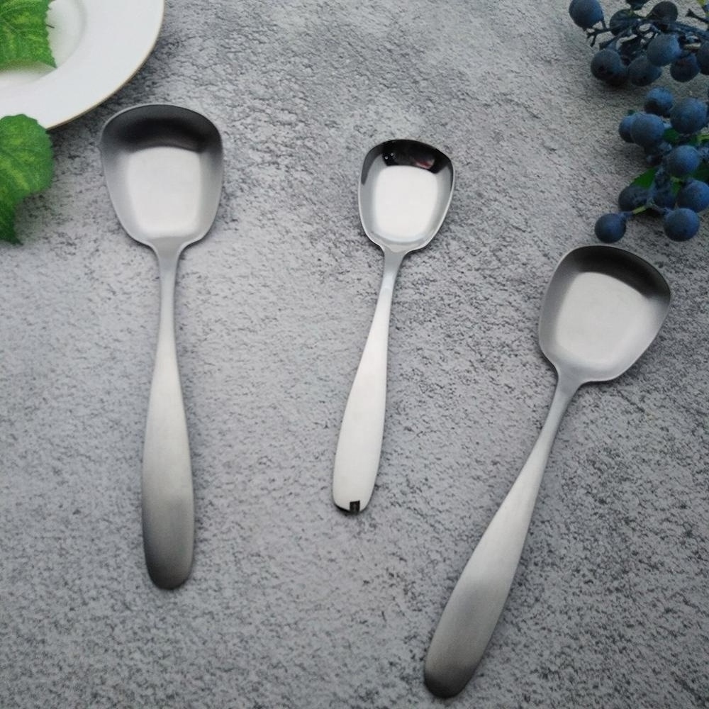 Korean style flatware set table spoons dinner rice spoons soup stainless steel square spoon