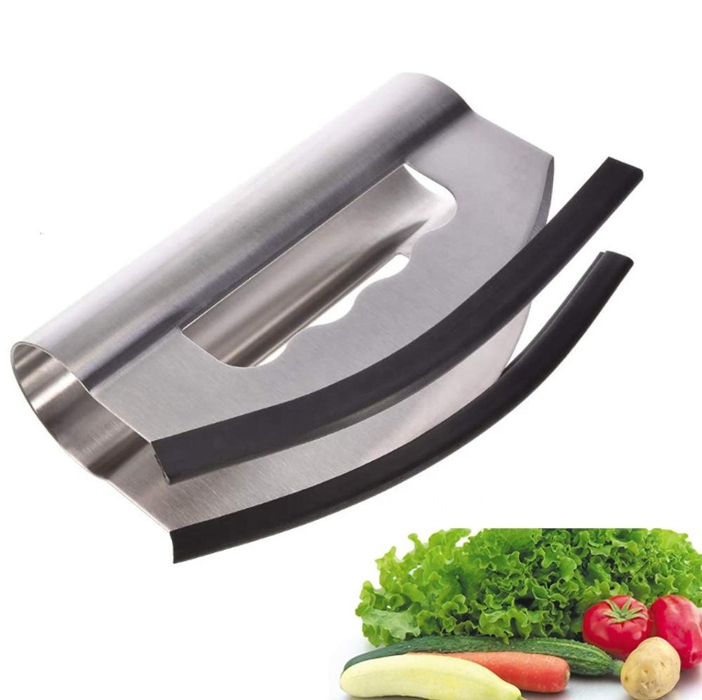 NEW Kitchen Accessory Double Blade with Cover Hand Held Cutter Rocker Knife Fruit Mincing Herb Salad Vegetable Chopper