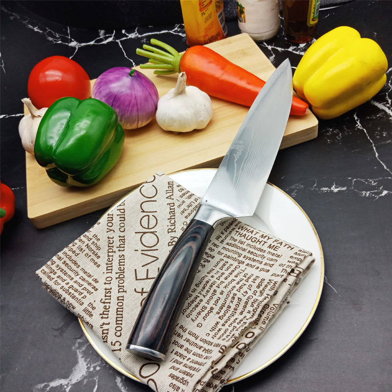 Accessories cuisinart kitchen knife  pocket knife chef set price home garden wooden texture handle damascus steel fixed knife