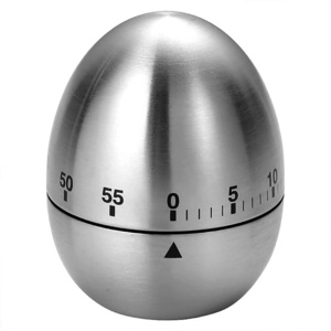 Stainless Steel Egg Shaped Mechanical Rotating Alarm clock with 60 Minutes Cooking Yoga learning Kitchen Timer