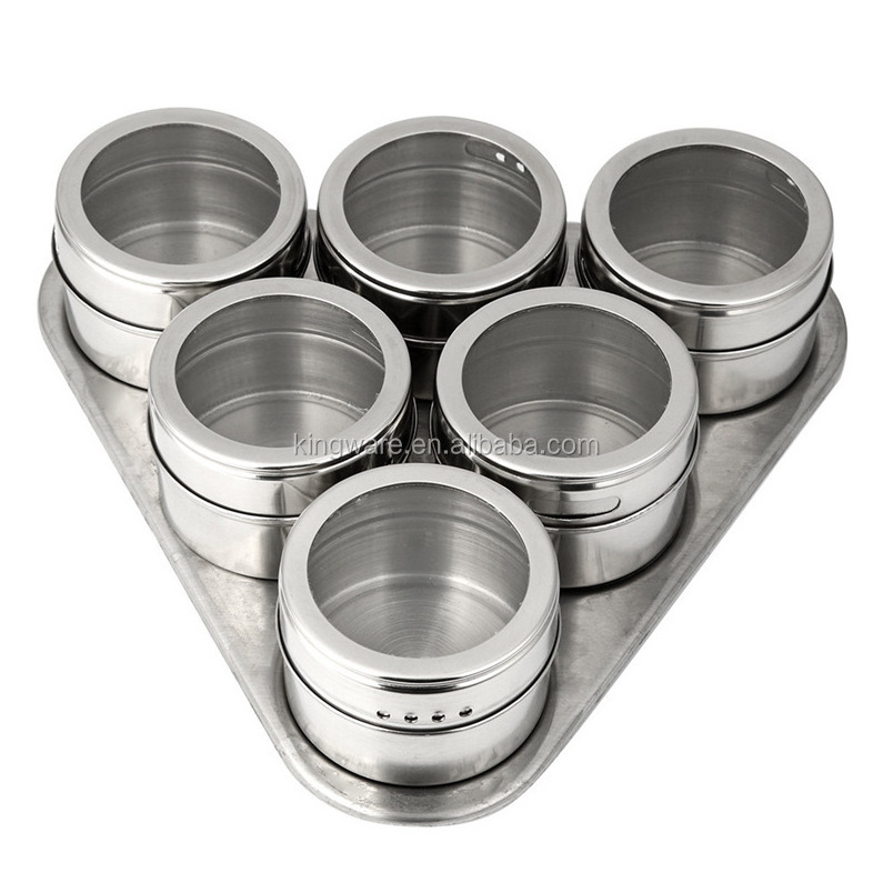 set of 3 12pcs spice tins round spice rack kitchen accessories kitchen tools stainless steel magnetic spice jar