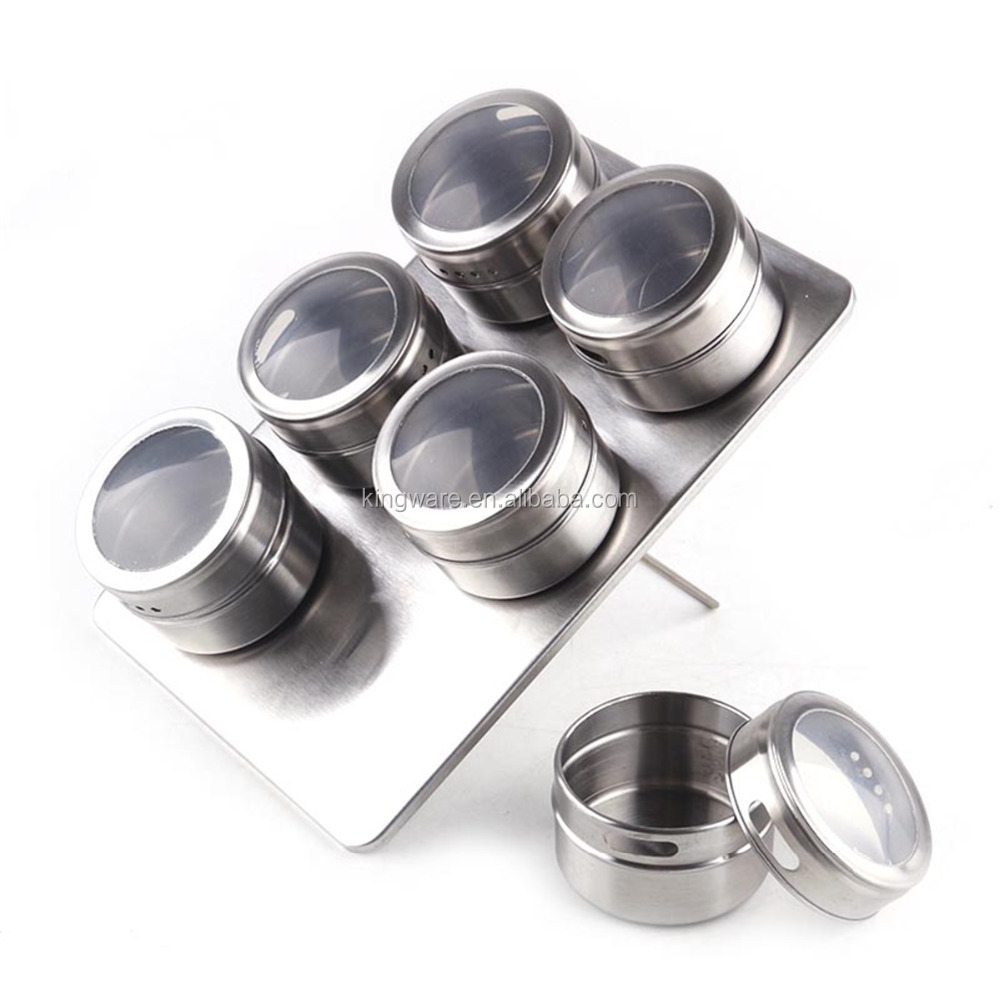 set of 3 12pcs spice tins round spice rack kitchen accessories kitchen tools stainless steel magnetic spice jar