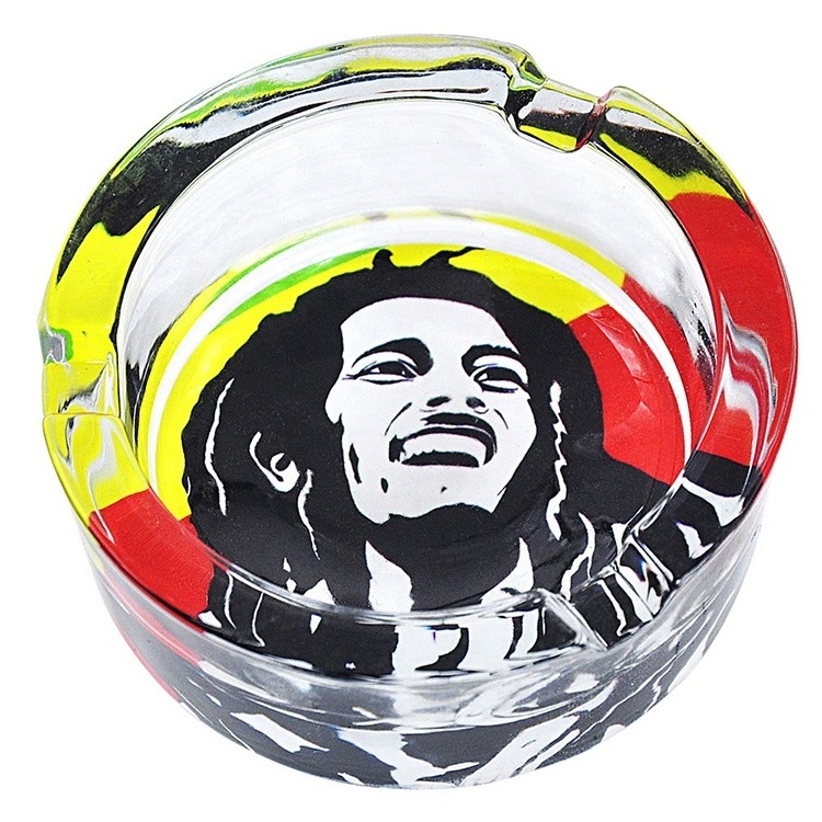 New Cartoon Pattern Glass Ashtray Native Jamaican Pattern Office Household Ashtray