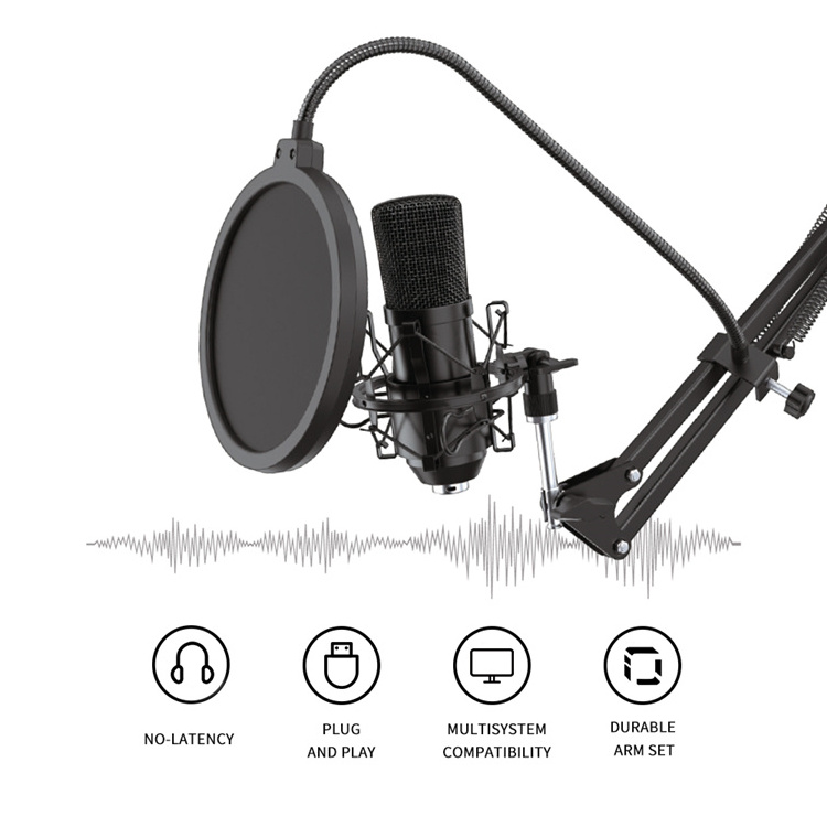 OEM Studio Equipment Recording Musical Professional Music Production Black Metal Wired KTV Room hanging microphone