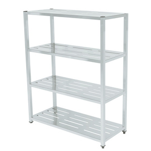 Customized Kitchen Stainless Steel Plate 4 Tiers Rack Commercial Storage square tube Shelf