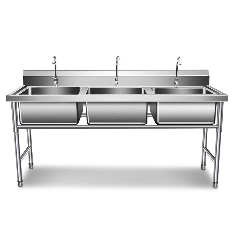 Factory direct free standing big kitchen sink stainless steel double bowl for outdoor and restaurant