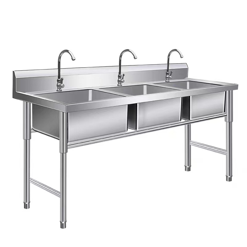 Factory direct free standing big kitchen sink stainless steel double bowl for outdoor and restaurant