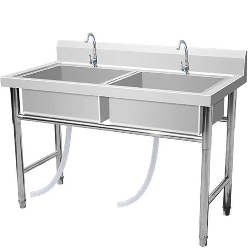 Factory direct free standing stainless steel double bowl stainless steel kitchen sink for outdoor and restaurant