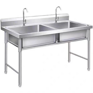 Factory direct free standing stainless steel double bowl stainless steel kitchen sink for outdoor and restaurant