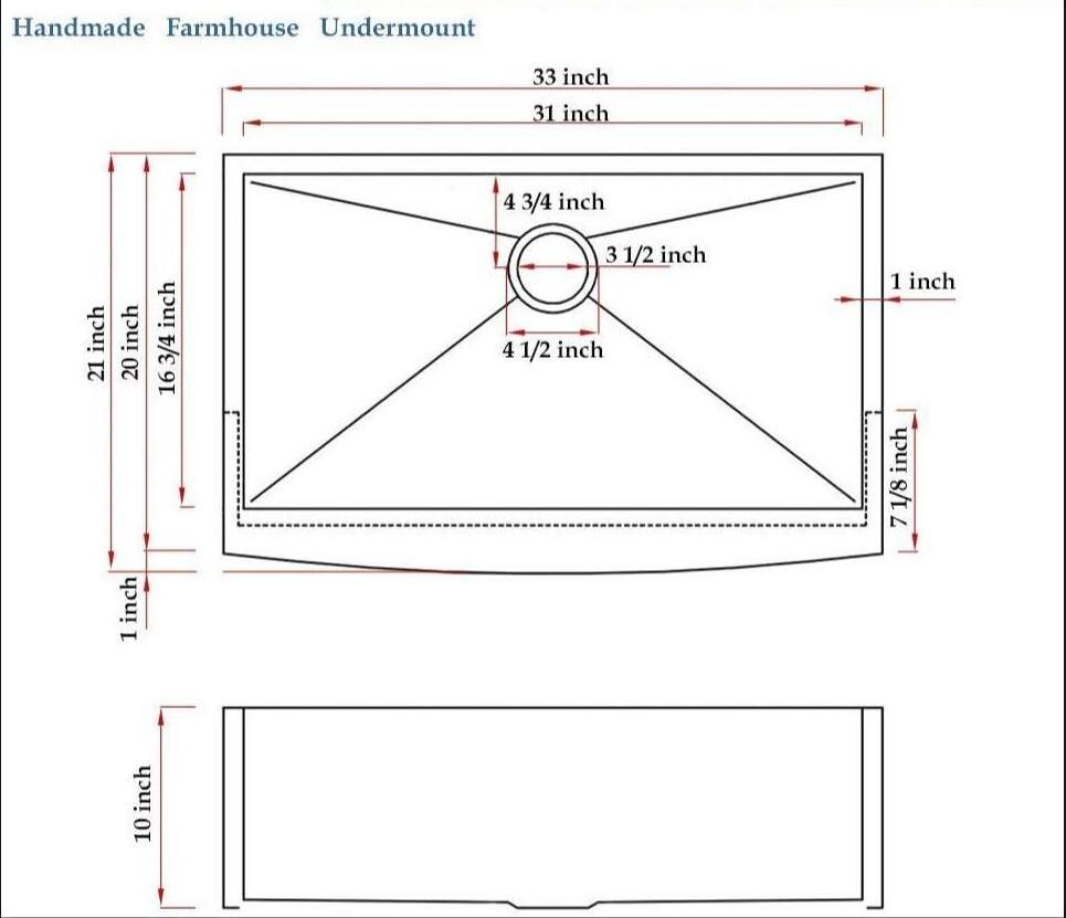 Factory Direct Handmade Farm Sink 304 Stainless Steel Apron front Farmhouse Kitchen Sink