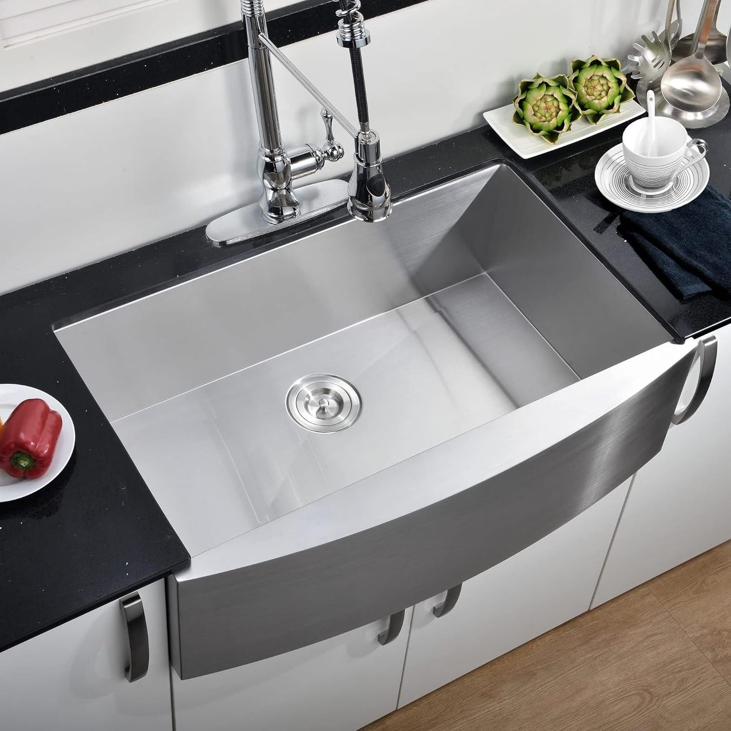 Factory Direct Handmade Farm Sink 304 Stainless Steel Apron front Farmhouse Kitchen Sink