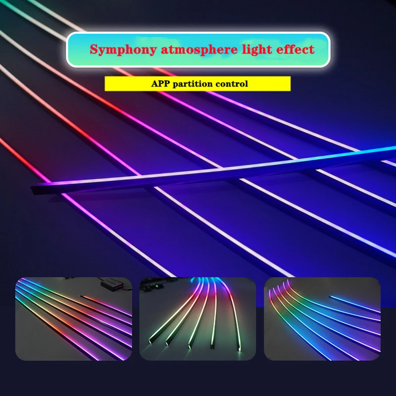 18 In 1 Colourful Rgb Symphony Car Ambient Interior Led Acrylic Guide Fiber Optic Universal Decoration Car Atmosphere Lights