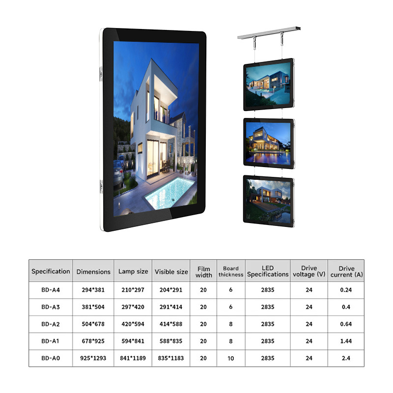 A4 Led Poster Portable Outdoor Acrylic Led Light Box Waterproof Magnetic Panel Led Light Box Sign Slim Advertising Light Boxes