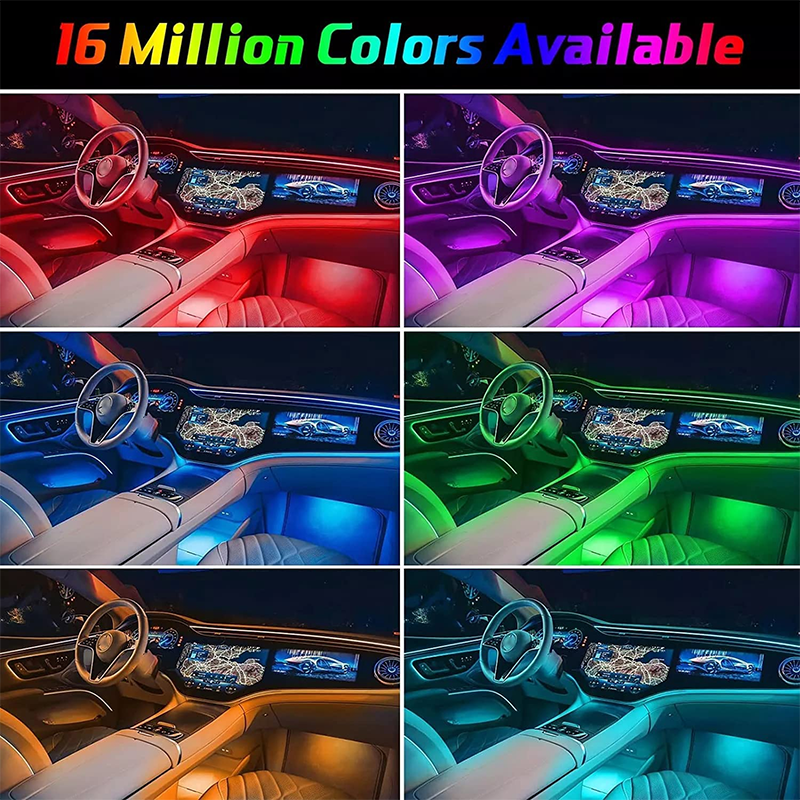 18 In 1 Colourful Rgb Symphony Car Ambient Interior Led Acrylic Guide Fiber Optic Universal Decoration Car Atmosphere Lights