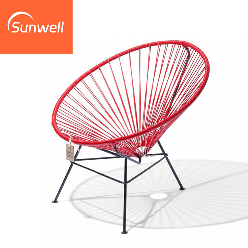 Patio outdoor metal camping chair rattan wicker aluminum frame egg stackable lounge round chairs for beach