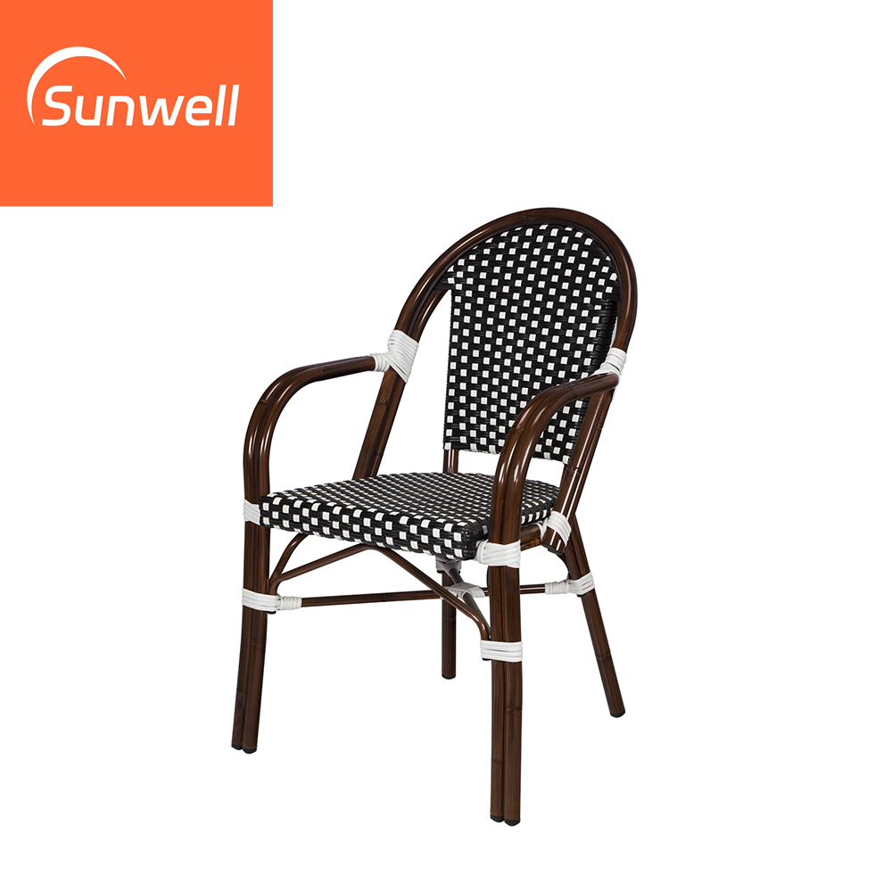 Rattan Furniture French Style Restaurant Tables and Rattan Bistro Chairs Garden Patio Outdoor Farmhouse Retro Dining Chair