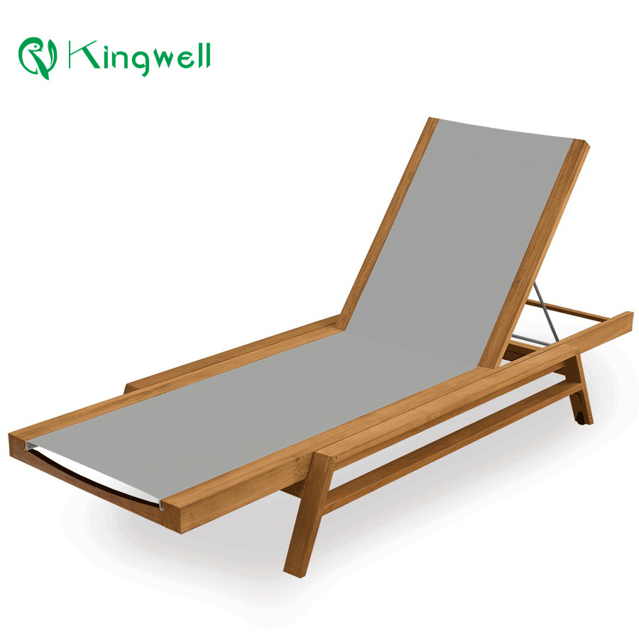 Poolside furniture  aluminum outdoor sunbed garden teak daybed patio wood sun lounger for beach clubs