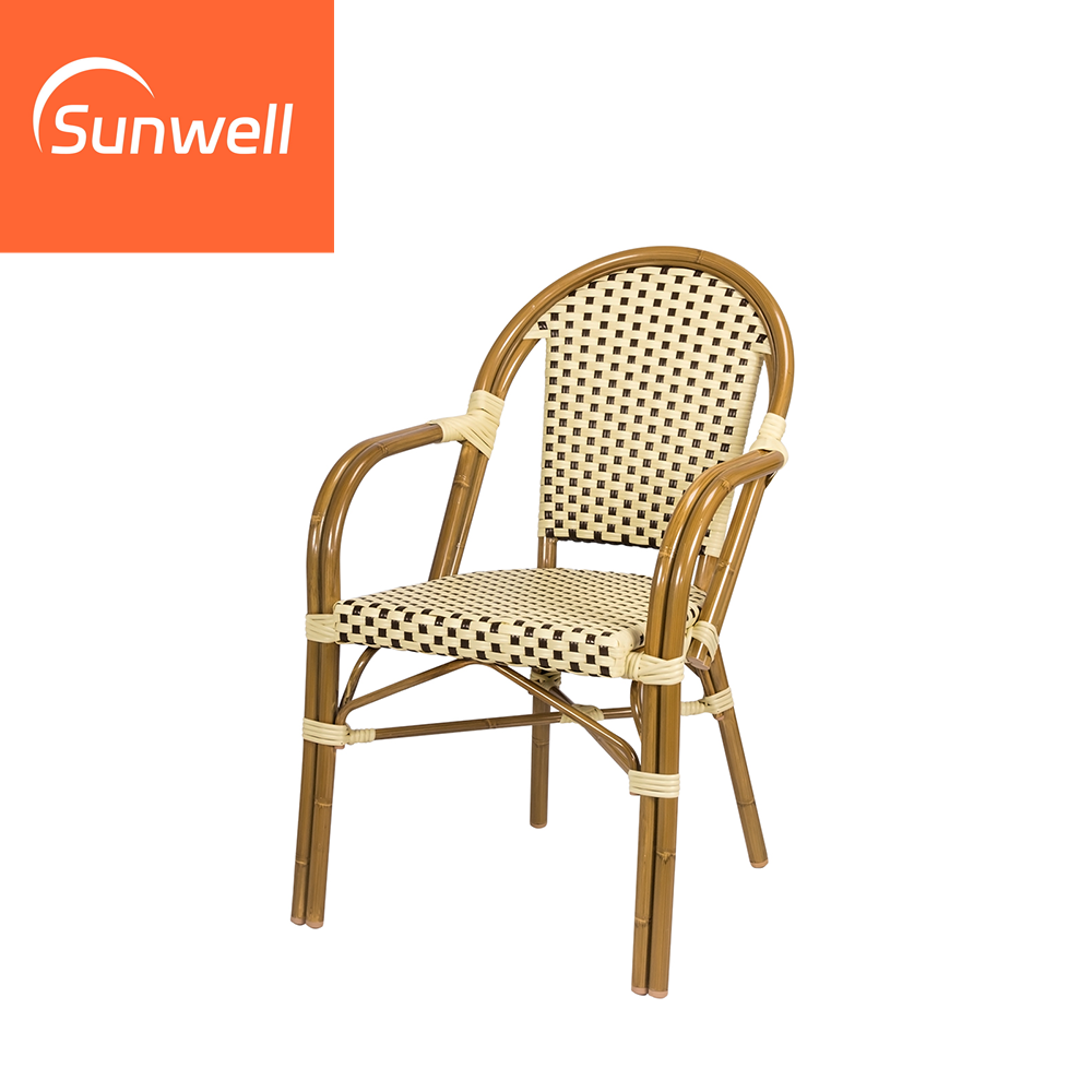 Rattan Furniture French Style Restaurant Tables and Rattan Bistro Chairs Garden Patio Outdoor Farmhouse Retro Dining Chair