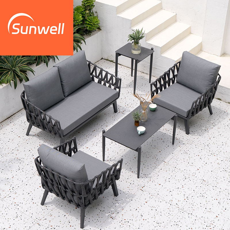 High quality outdoor balcony furniture garden set patio outside aluminum lounge chaise sofa chair set for outdoor