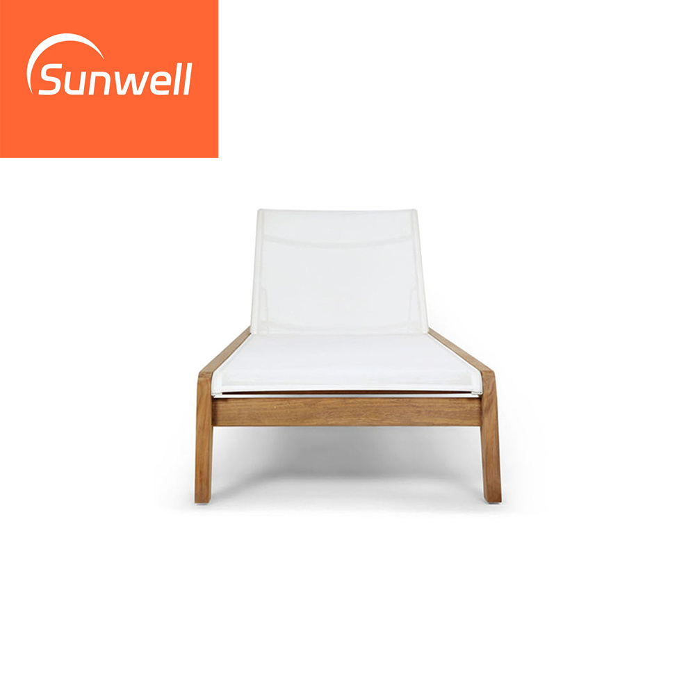 Sunwell Outside furniture outdoor commercial wooden sun loungers patio garden outdoor teak wood chaise lounge chair