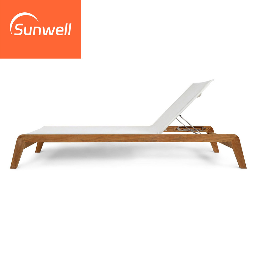 Sunwell Outside furniture outdoor commercial wooden sun loungers patio garden outdoor teak wood chaise lounge chair