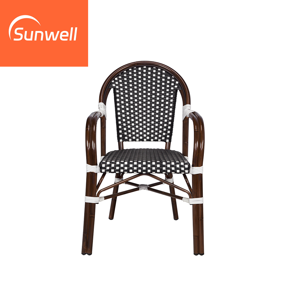 Rattan Furniture French Style Restaurant Tables and Rattan Bistro Chairs Garden Patio Outdoor Farmhouse Retro Dining Chair